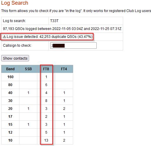 Club Log Sample